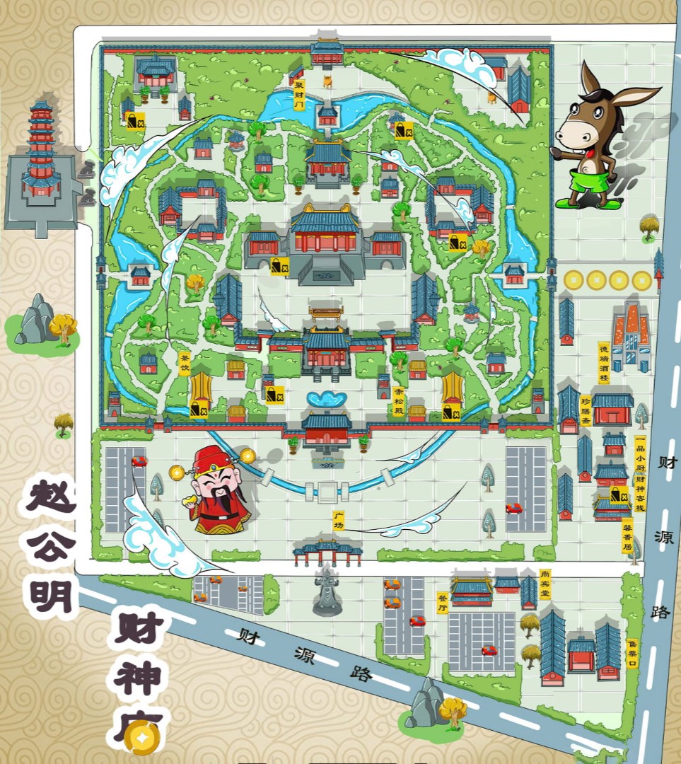 龙泉驿寺庙类手绘地图